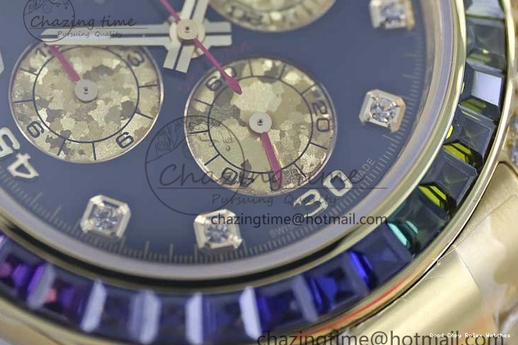 AAA Replica Watches 116595RBOW Black on A Diamonds 2406 Best YG 904L YG Dial Edition Bracelet Effortless TWF 1:1 Steel Daytona YG 0109